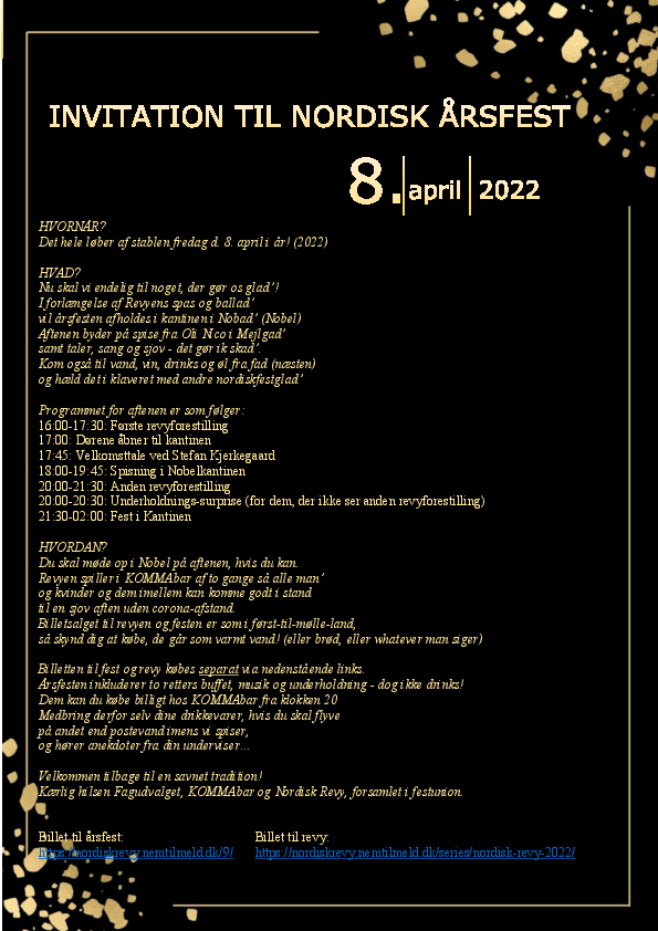 Invitation til Nordisk Årsfest + Revy